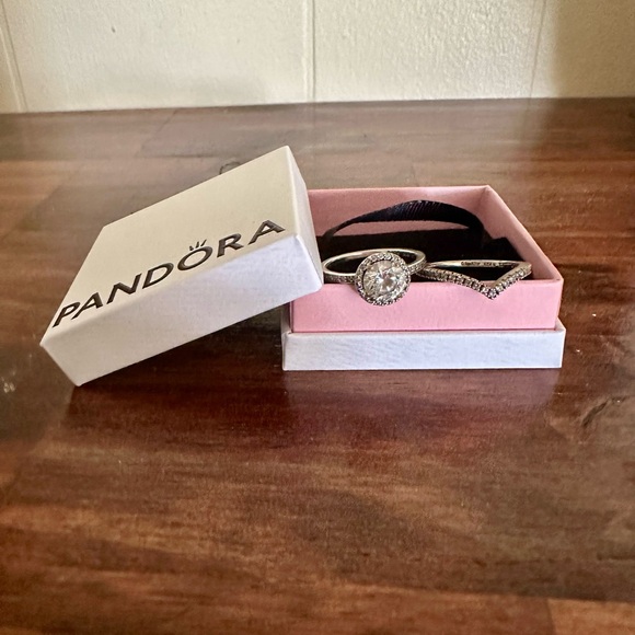 Pandora Jewelry - Pandora Silver and White Ring Set